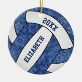 blauw en wit meisjes volleybal keramisch ornament (Voorkant)