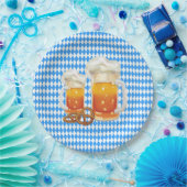 Blauw en wit met Beer Steins Oktoberfest Papieren Bordje (Feest)