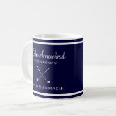Blauw en wit met de naam Golfer's Coff Koffiemok (Voorkant links)