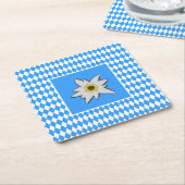 Blauw en wit met Edelweiss Oktoberfest Kartonnen Onderzetters (Schuin)