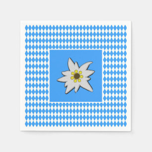 Blauw en wit met Edelweiss Oktoberfest Servet
