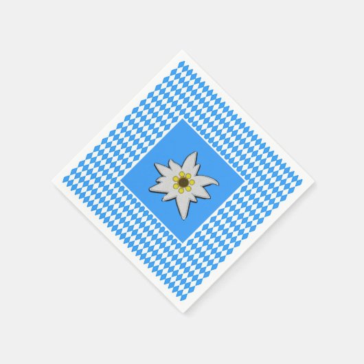 Blauw en wit met Edelweiss Oktoberfest Servet (Hoek)