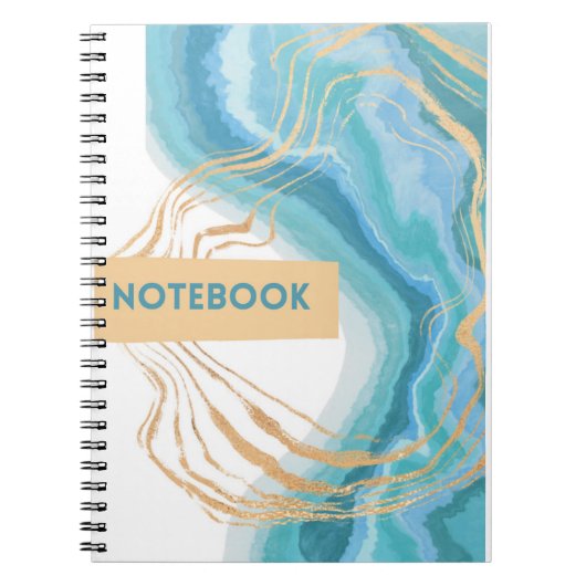 blauw en wit met gouden notitieboek (Voorkant)