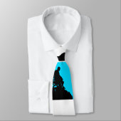 Blauw en Wit met Zwart Shakespeare Silhouet Stropdas (Gebonden)
