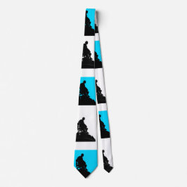 Blauw en Wit met Zwart Shakespeare Silhouet Stropdas