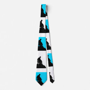 Blauw en Wit met Zwart Shakespeare Silhouet Stropdas