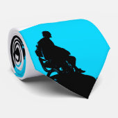 Blauw en Wit met Zwart Shakespeare Silhouet Stropdas (Opgerold)