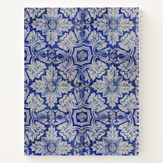 Blauw en wit Middellandse-Zeegebied  Floral Recipe Notitieboek (Achterkant)