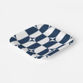 Blauw en wit midden van de eeuw met moderne grens papieren bordje (Gebogen)