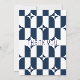 Blauw en wit midden van de eeuw modern bedankkaart