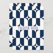 Blauw en wit midden van de eeuw modern bedankkaart (Voorkant / Achterkant)