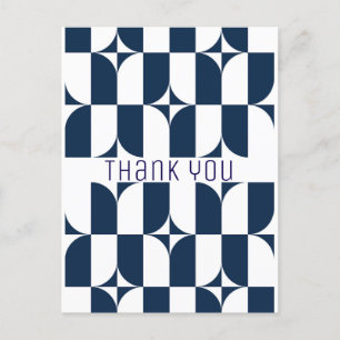 Blauw en wit midden van de eeuw modern briefkaart