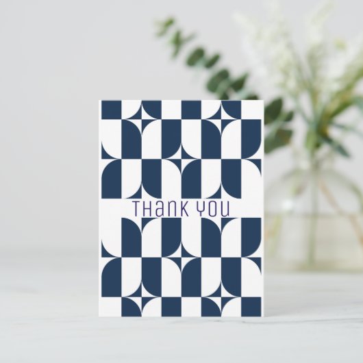 Blauw en wit midden van de eeuw modern briefkaart (Staand voorkant)