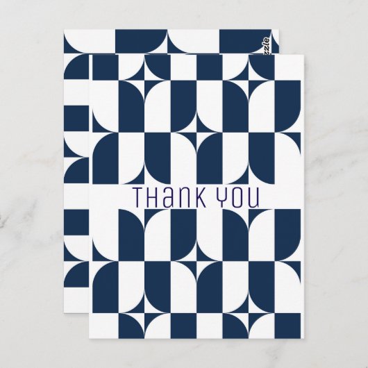 Blauw en wit midden van de eeuw modern briefkaart (Voorkant / Achterkant)