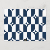 Blauw en wit midden van de eeuw modern briefkaart (Achterkant)