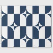 Blauw en wit midden van de eeuw modern cadeaupapier (Vlak)