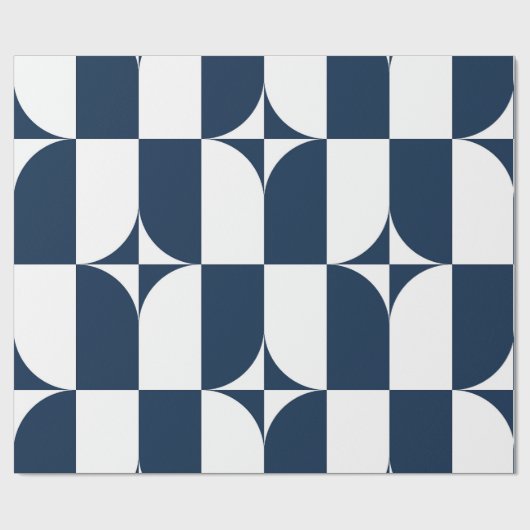 Blauw en wit midden van de eeuw modern cadeaupapier (Vlak)