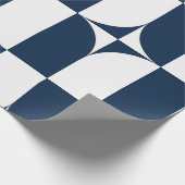 Blauw en wit midden van de eeuw modern cadeaupapier (Hoek)