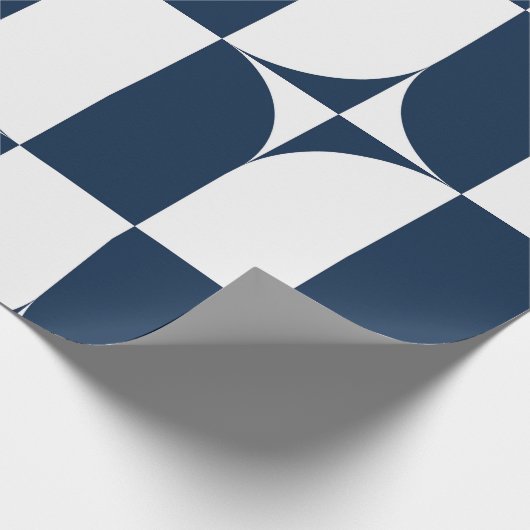 Blauw en wit midden van de eeuw modern cadeaupapier (Hoek)