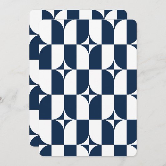 Blauw en wit midden van de eeuw modern kaart (Voorkant / Achterkant)