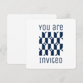 Blauw en wit midden van de eeuw modern kaart (Voorkant / Achterkant)