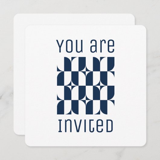 Blauw en wit midden van de eeuw modern kaart (Voorkant / Achterkant)