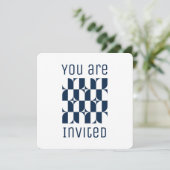 Blauw en wit midden van de eeuw modern kaart (Staand voorkant)