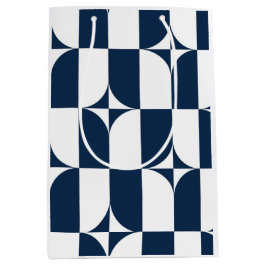 Blauw en wit midden van de eeuw modern medium cadeauzakje