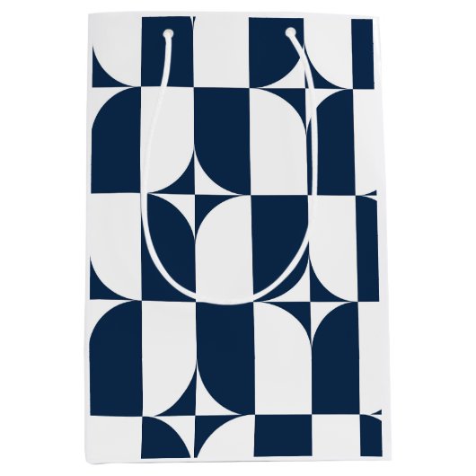 Blauw en wit midden van de eeuw modern medium cadeauzakje (Voorkant)