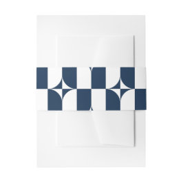 Blauw en wit midden van de eeuw modern uitnodigingen wikkel