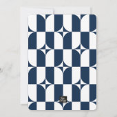 Blauw en wit midden van de eeuw moderne uitnodigin kaart (Achterkant)