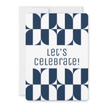 Blauw en wit midden van de eeuw moderne uitnodigin