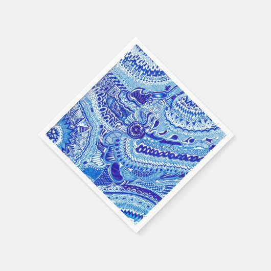 Blauw en wit Ming stijl patterned Servetten (Hoek)