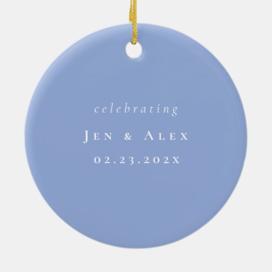 Blauw en Wit Minimal Wedding Kerst Ornament (Achterkant)