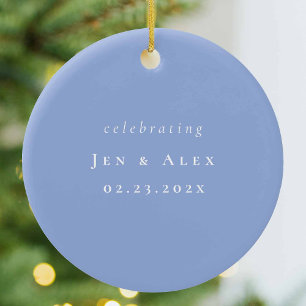 Blauw en Wit Minimal Wedding Kerst Ornament