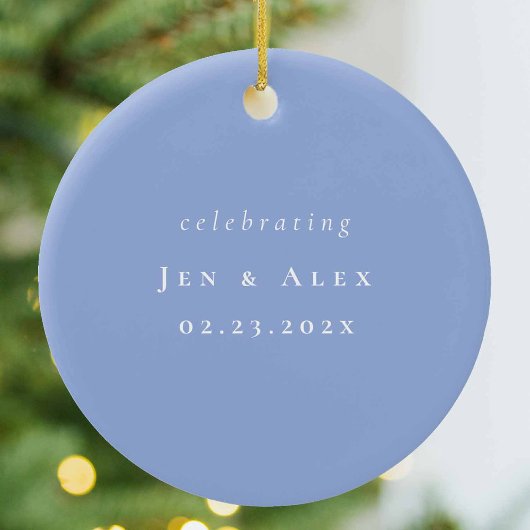 Blauw en Wit Minimal Wedding Kerst Ornament