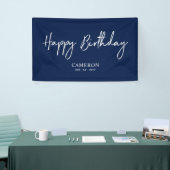 Blauw en wit - Minimale Aangepast, Happy Birthday- Spandoek (Beurs)