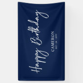Blauw en wit - Minimale Aangepast, Happy Birthday- Spandoek (Verticaal)