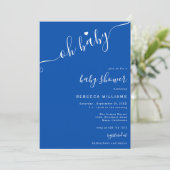 Blauw en Wit Minimalistisch Baby shower Uitnodigin Kaart (Staand voorkant)