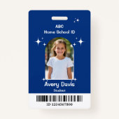 Blauw en Wit Minimalistisch Kind Homeschool ID Badge (Voorkant)
