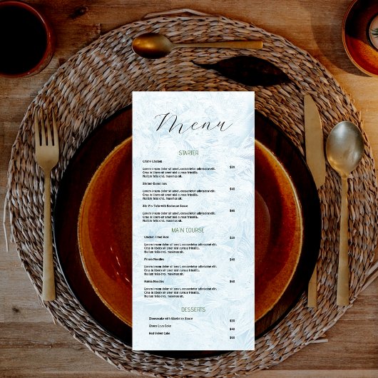 Blauw En Wit Minimalistische Menulijst Menu