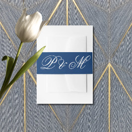 Blauw en Wit Minimalistische Trouw Uitnodigingen Wikkel