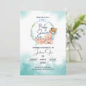 Blauw en wit modern Baby shower Kaart (Staand voorkant)