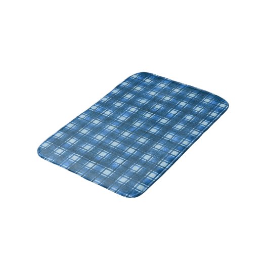 Blauw en wit Modern Denim Plakken Patroon Badmat (Gekanteld)