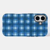 Blauw en wit Modern Denim Plakken Patroon Case-Mate iPhone Case (Achterkant (horizontaal))