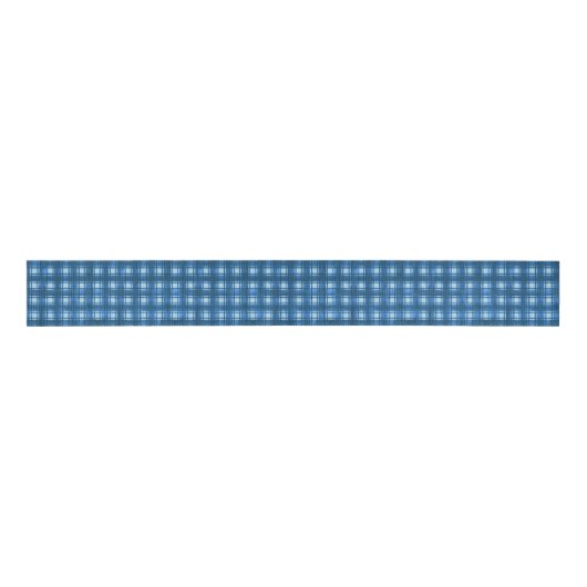 Blauw en wit Modern Denim Plakken Patroon Grosgrain Lint (Voorkant)