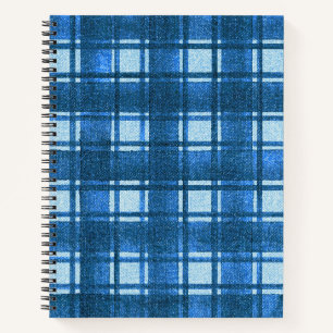 Blauw en wit Modern Denim Plakken Patroon Notitieboek