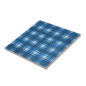 Blauw en wit Modern Denim Plakken Patroon Tegeltje (Zijkant)