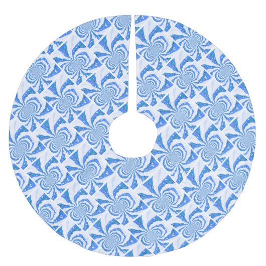 Blauw en wit modern Fractal Design Kerstboom Rok (Voorkant)