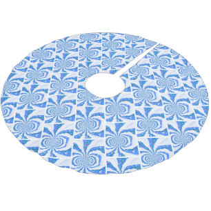 Blauw en wit modern fractal ontwerp kerstboom rok